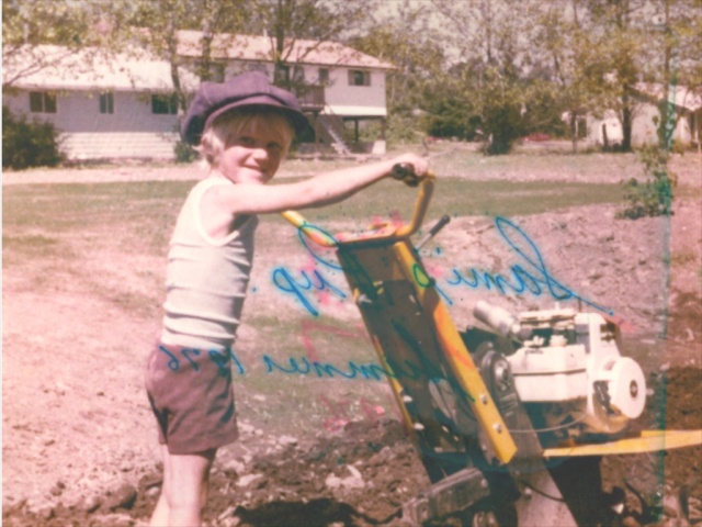 Five year old Dr. Erikson preparing the soil.